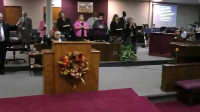 People at a Pentecostal church speaking in tongues