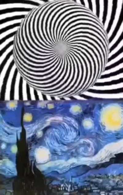 Best way to see Van Gogh's "Starry Night" is to stare at the center of the spiral for 20 seconds and then look at the painting