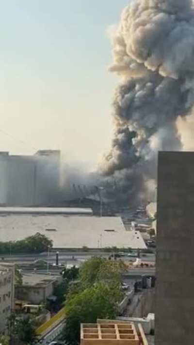 Close view of Beirut explosion