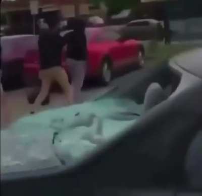 Trying to slash the tires of someone who is a bigger psychopath than you are