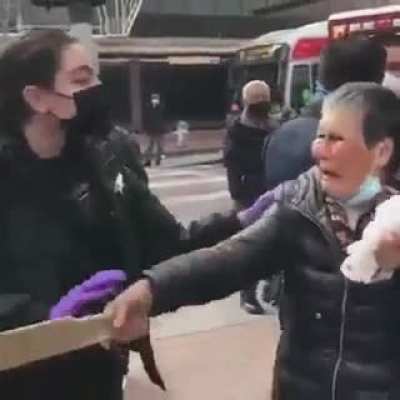 ELDERLY WOMAN BEATS UP HER ATTACKER An elderly woman attacked on Market St. in San Francisco