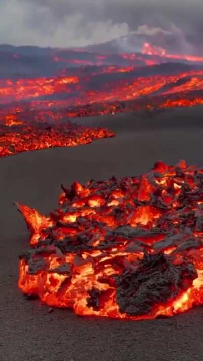 ? Lava flow on the island of La Palma. Canary Islands,