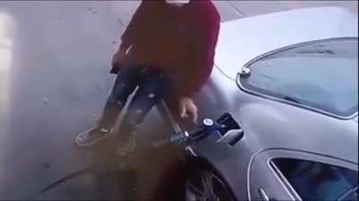 Using a lighter while pumping gas