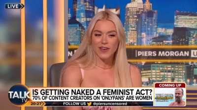 Piers Morgan asks OnlyFans influencer Elle Brooke whether she worries her future children might see her racy content online one day.

Elle: "They can cry in a Ferrari."