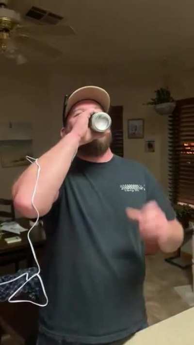 Strong muscle simulation while trying to drink a beer goes about as well as you'd expect