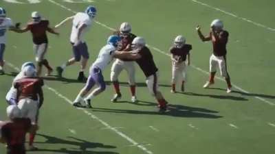 Kid making first play of the game