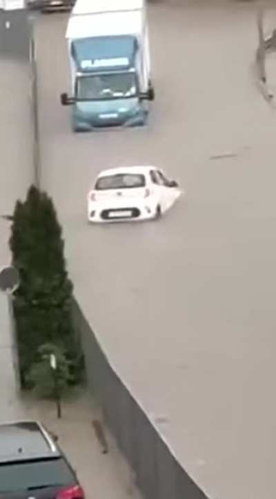 Driving into a flooded street