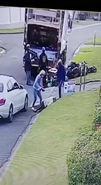 Playing with cricket bat found in trash