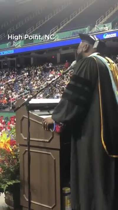 In North Carolina, this principal stood at the podium on Graduation Day. Instead of just a speech, he performed Whitney's "I Will Always Love You" to the entire graduating class. Warning — It's the best seventy seconds you'll spend today...