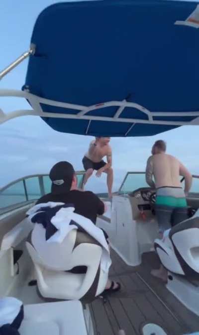 Backflipping off a boat
