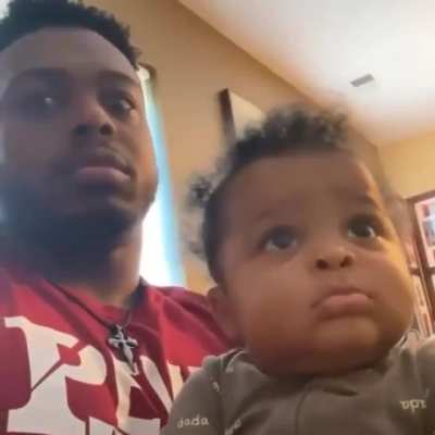 Suspicious toddler being suspicious.