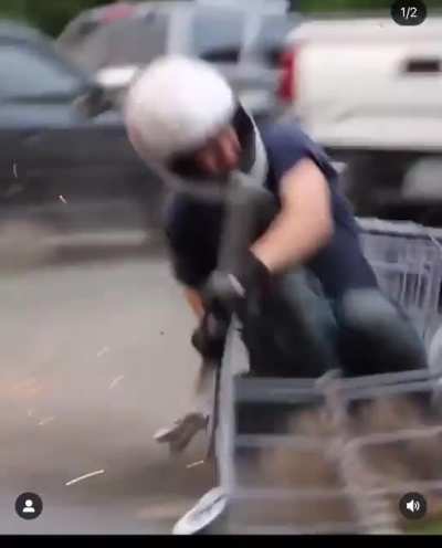 Cambering a shopping cart and trying to drift it