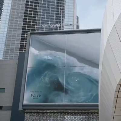 Beautiful Public art "Wave" on a digital screen board in Korea