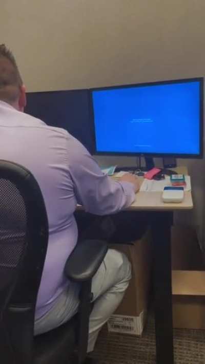 My coworker has been complaining about his PC nonstop lately. I proceeded to get to work with a fake updater. This went on for over an hour. ?