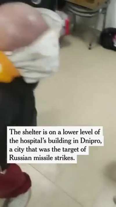 Nurses and doctors moved newborns into a makeshift bomb shelter in a Ukrainian hospital in Dnipro.