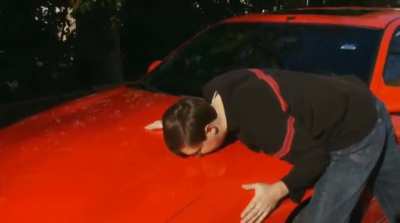Guy kisses and make out with his car