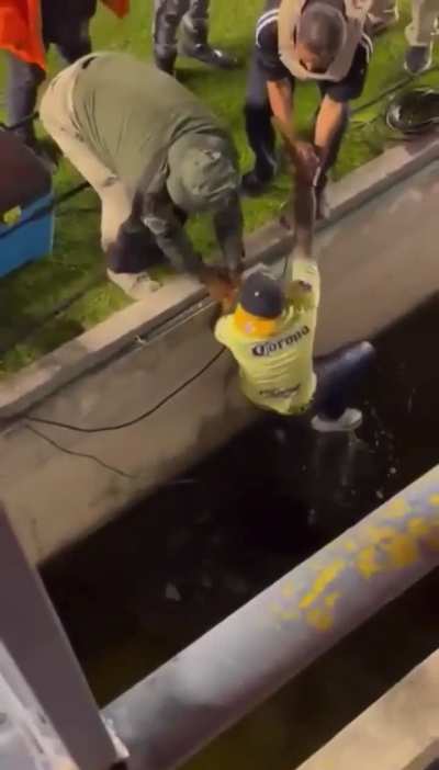 To enter the soccer field without permission.
