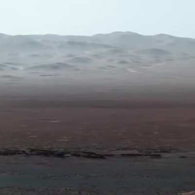 ? A panoramic view from the surface of Mars captured by Curiosity rover.