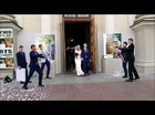 To take a cool shot as the newly weds walked out.