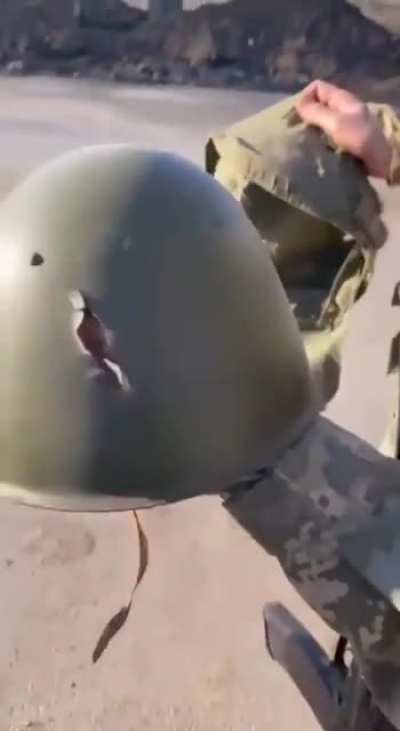 Russian "tactical" helmet is actually WWII "tin can"... already punctured