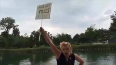 WCGW jumping off a dock in high heels