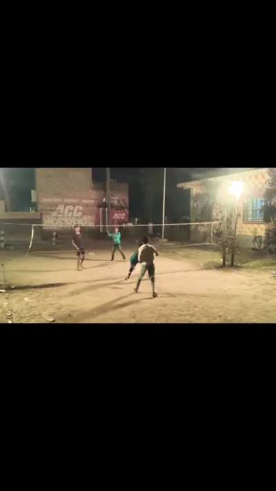 Kids playing badminton