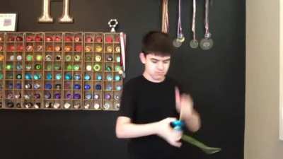 Yoyo champion Hunter Feuerstein demonstrates his "DNA" trick