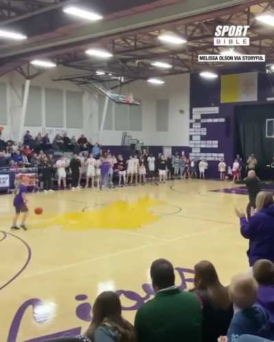 Kid had to sink 4 baskets from different rangers to win 10K