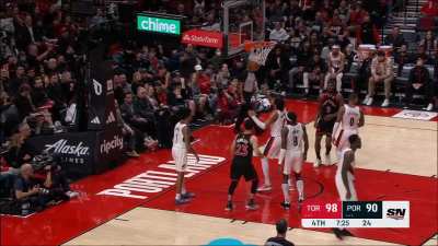 [Highlight] Fred VanVleet drives into the whole Blazers team, grabs his own offensive rebound and then flushes in a reverse layup before calmly walking off and declaring "That's what I do."