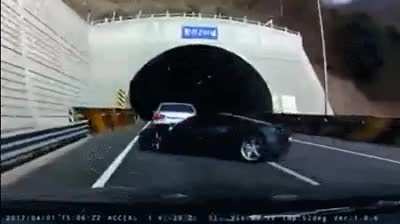 Dude changes lanes and crashes into a Ferrari