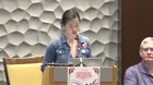 Woman presenting at the Democratic Socialists of America conference suddenly reconsiders the whole thing