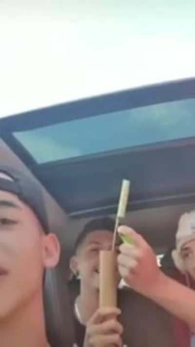 Fireworks in a car...