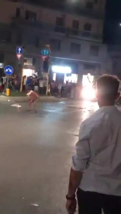 WCGW celebrating Italy's victory against Spain by firing a "slightly bigger than usual" firecracker.