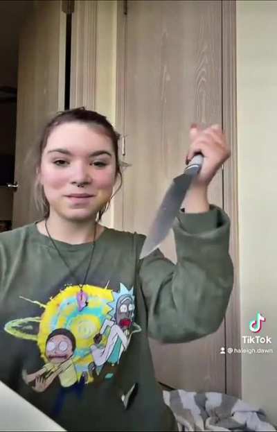 Knife meets face