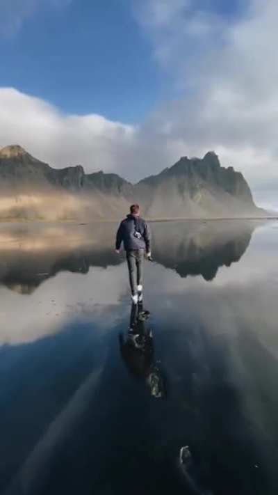 ? Walking on a black sand beach in Iceland