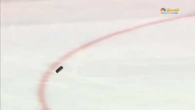 Hitting the shit from the opposite side of the rink
