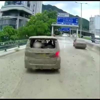 Brake checking a taxi.