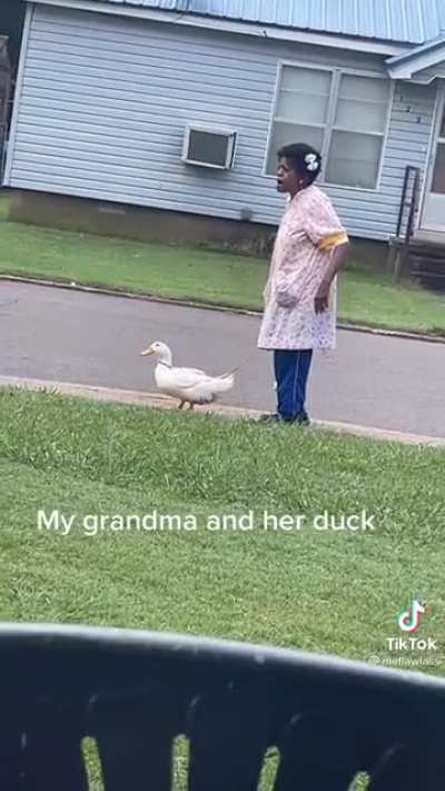 Grandma and her duck