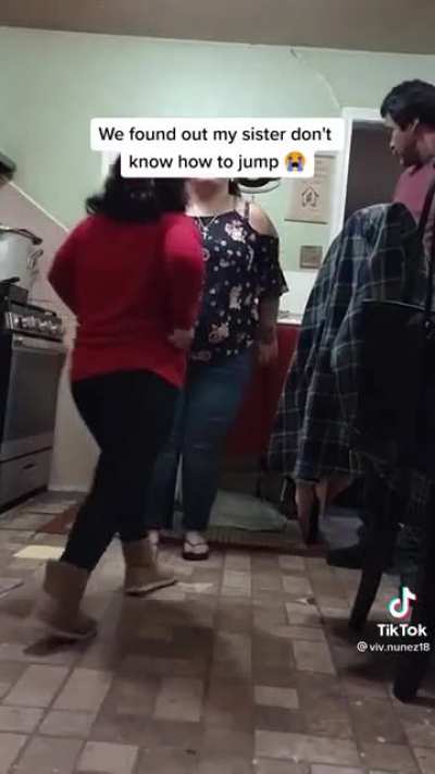 Sister doesn’t know how to jump