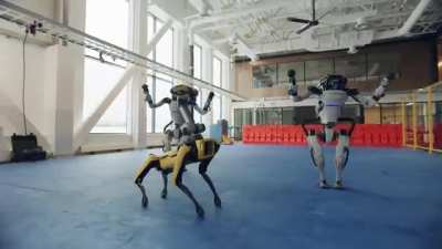 Robots dancing on the song "Do you love me?" from The Contours