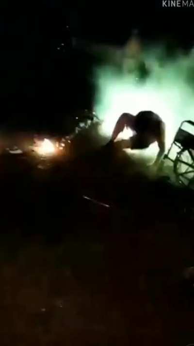 Lighting a rocket in his butt