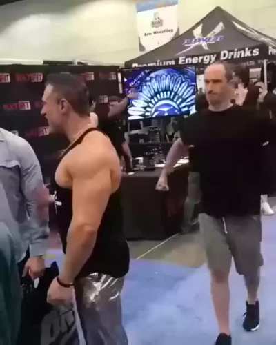 Guy think its funny to bump into body builders