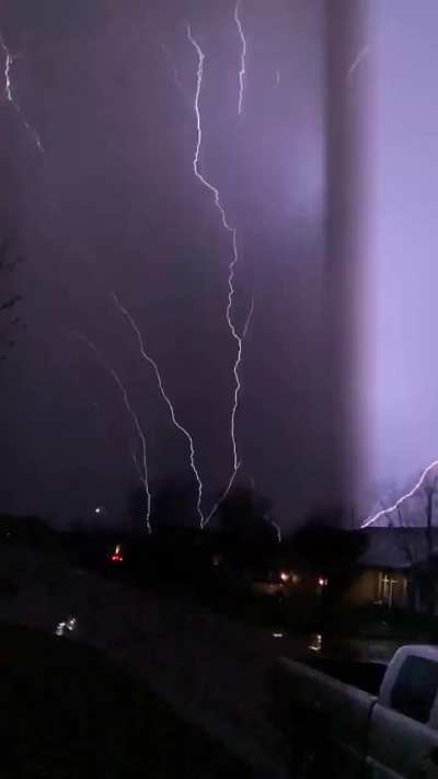 A spectacular example of ground-to-cloud lightning in Wichita, Kansas.