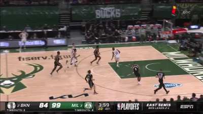 [Highlight] Giannis with huge block on defense and alley oop slam on the other end