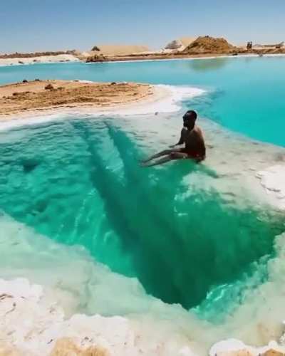 ? Lakes in Siwa oasis,Egypt. Is so salty that you just automatically float.