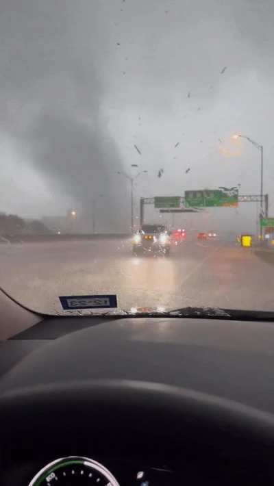 ? Tornado crossing a Dallas highway yesterday.