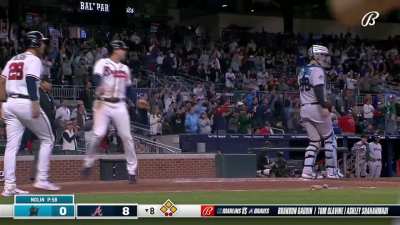 [Highlight] [Highlight] Ozzie Albies "hits a triple" to clear the bases, Braves up 11-0.