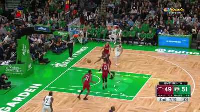 [Highlight] Jayson Tatum in complete control with the tip to control the rebound, and the smooth handle to splash the triple in Caleb Martin's face