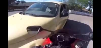 Old men hit bike at a stop sign. Falcon punch follows?