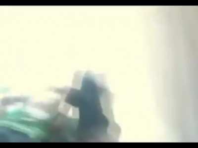 Guy falls through the window
